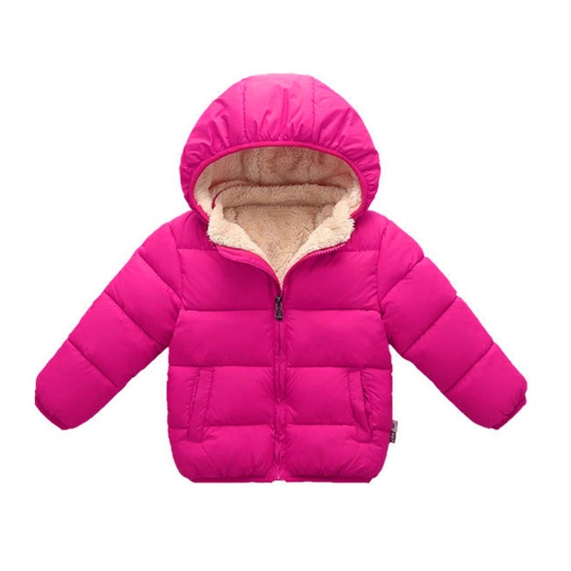 Kimjun Toddler Baby Hooded Down Jacket Boys Girls Kids Thicken Warm Winter Coat Outerwear 1-7t (Rose, 18-24 Months) - Image 1